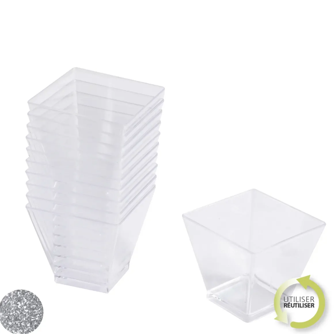 VERRINE MINI APERITIF CARRE ARGENT X25 PIECES