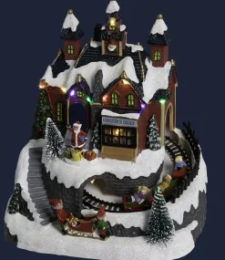 VILLAGE DE NOEL ATELIER KDO ET TRAIN A PILE 12 LEDS