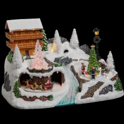VILLAGE DE NOEL CHALET DANS SAPIN LUMINEUX